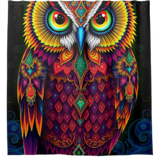 Volksgut Eule: Whimsical rotes Teal-Design Duschvorhang