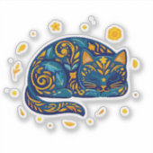 Volksgut Katze in Blau Aufkleber (Vorderseite)