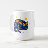 Volksgut Katze in Blau Kaffeetasse (Vorderseite Links)