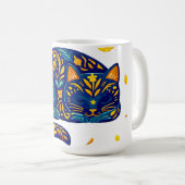 Volksgut Katze in Blau Kaffeetasse (VorderseiteRechts)