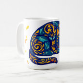 Volksgut Katze in Blau Kaffeetasse (Vorderseite Links)