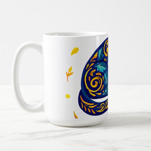 Volksgut Katze in Blau Kaffeetasse (Links)