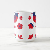 Volksgut Rot Blau Vogel Blumenmuster Kaffeetasse (Mittel)