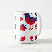 Volksgut Rot Blau Vogel Blumenmuster Kaffeetasse (VorderseiteRechts)
