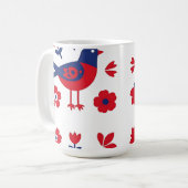Volksgut Rot Blau Vogel Blumenmuster Kaffeetasse (Vorderseite Links)