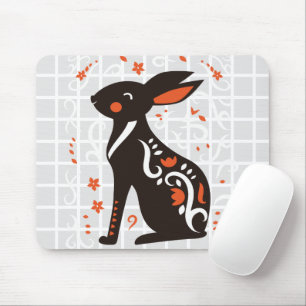 Volksgut Schwarze Hasen-Gitter-Mauspad Mousepad
