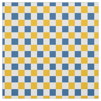 Volksgut-Zitronen-Schachbrett in Gold und Blau  Stoff