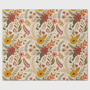 Volksinspirierter Herbst-Wildblumen-Druck Geschenkpapier