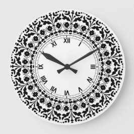 Volkskunst-Art-Schwarzweiss-Land-Küche Große Wanduhr