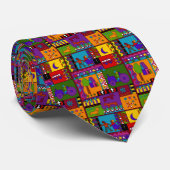 Volkskunst-Bauernhof-Leben-Traktor abstrakte Krawatte (Gerollt)