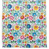 Volkskunst-Blumen-Muster 2 Duschvorhang (Vorderseite)