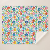 Volkskunst-Blumen-Muster 2 Sherpadecke (Vorderseite (Horizontal))