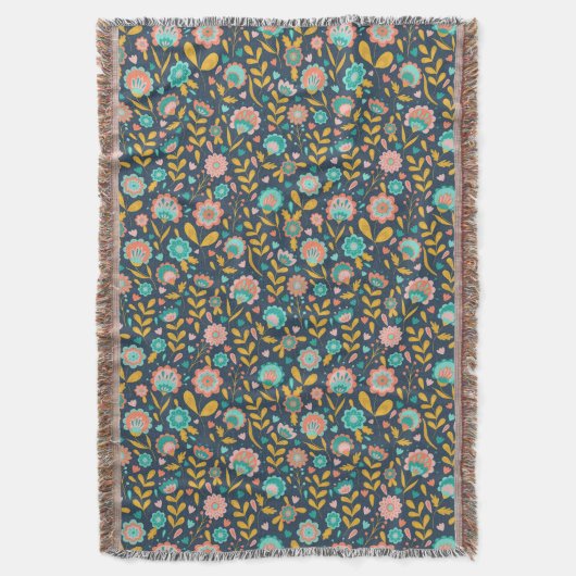 Volkskunst-Blumen-Muster Decke (Vorderseite Vertikal)