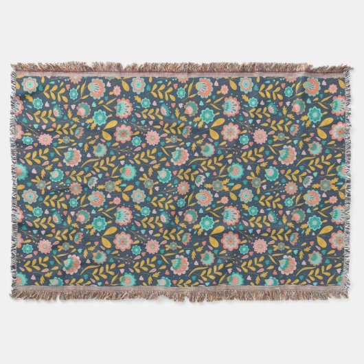 Volkskunst-Blumen-Muster Decke (Vorderseite)