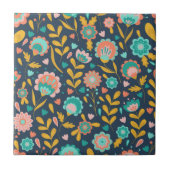 Volkskunst-Blumen-Muster Fliese (Vorderseite)