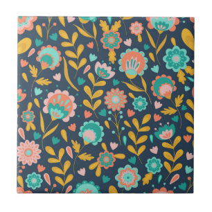Volkskunst-Blumen-Muster Fliese