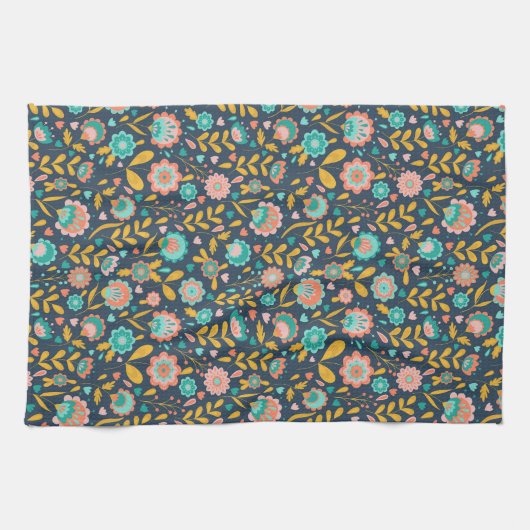 Volkskunst-Blumen-Muster Geschirrtuch (Horizontal)