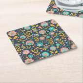 Volkskunst-Blumen-Muster Rechteckiger Pappuntersetzer (angewinkelt)