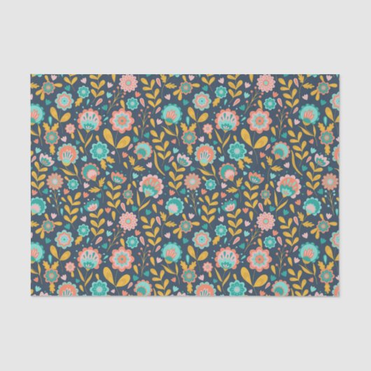 Volkskunst-Blumen-Muster Seidenpapier (Vorderseite)