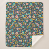 Volkskunst-Blumen-Muster Sherpadecke (Vorderseite)