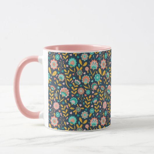 Volkskunst-Blumen-Muster Tasse (Links)