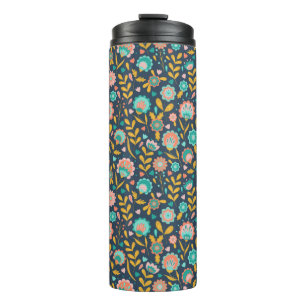 Volkskunst-Blumen-Muster Thermosbecher