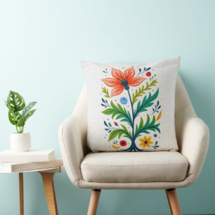 Volkskunst Blumenvorhang Baum Botanisches Boho Cot Kissen