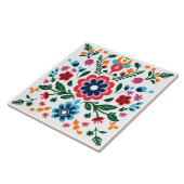 Volkskunst Blumiges Muster Farbenfrohe Blumen Fliese (Seite)