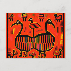 Volkskunst Bunte Vögel Postkarte