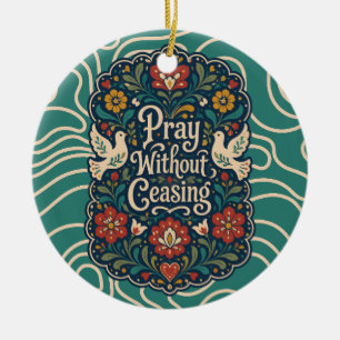 Volkskunst-Christliche-Erinnerung Vintage-Weihnach Keramik Ornament