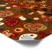 Volkskunst-Design mit wilden Pilzen Poster (Ecke)