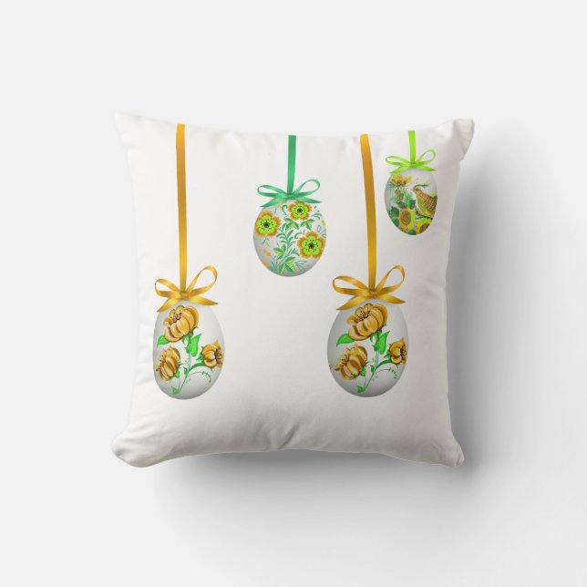 Volkskunst Eggs (Ukrainisch-inspiriert) Kissen (Vorderseite)