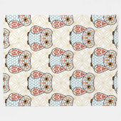 Volkskunst-Eule auf Gold Fleecedecke (Vorderseite (Horizontal))