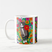 Volkskunst - farbenfrohe Katzen und Blume | AI Art Kaffeetasse (Links)