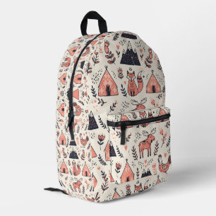 Volkskunst-Fuchs-Elch-Henne-Wald-Rucksack Bedruckter Rucksack