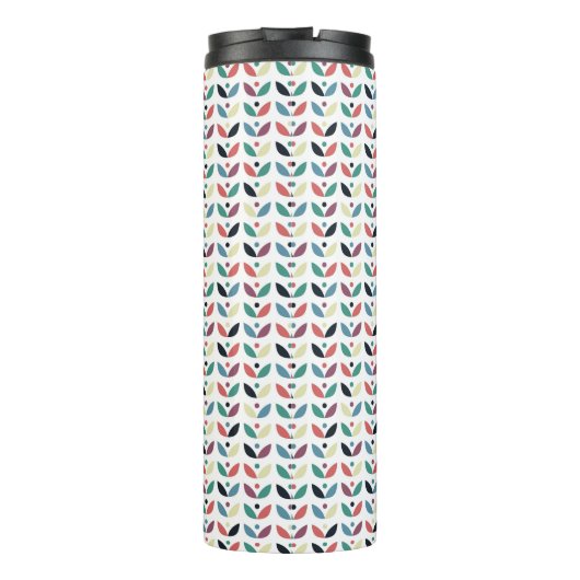 Volkskunst-geometrisches mit Blumenmuster Thermosbecher (Rückseite)