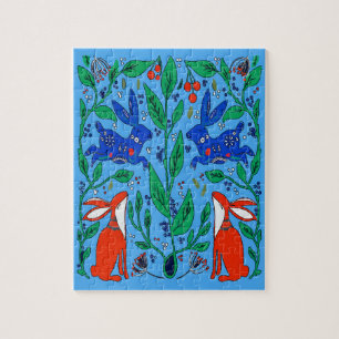 Volkskunst Hasen Puzzle