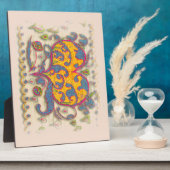 Volkskunst Herz mit Blätter und Blume Fotoplatte (Seite)