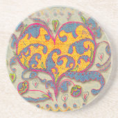 Volkskunst Herz mit Blätter und Blume Getränkeuntersetzer (Vorne)