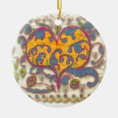 Volkskunst Herz mit Blätter und Blume Keramikornament (Vorne)