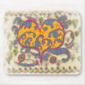 Volkskunst Herz mit Blätter und Blume Mousepad (Vorne)