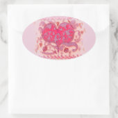 Volkskunst Herz mit Blätter und Blume Ovaler Aufkleber (Tasche)