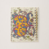 Volkskunst Herz mit Blätter und Blume Puzzle (Vertikal)