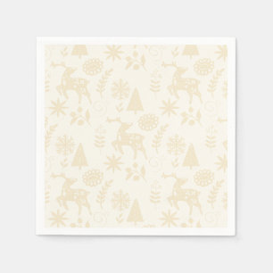 Volkskunst Hirsch Wald Off-White Serviette