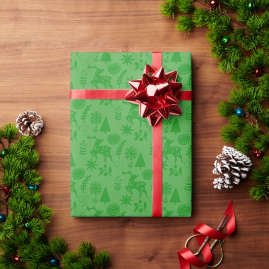 Volkskunst-Hirsch-Waldgrün-Geschenk Geschenkpapier (Feiertagsgeschenk)