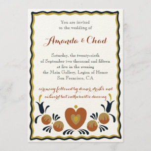 Volkskunst-Hochzeitseinladung Einladung