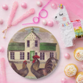 Volkskunst-Hof-Huhn-rustikaler Entwurf Pappteller (Party)