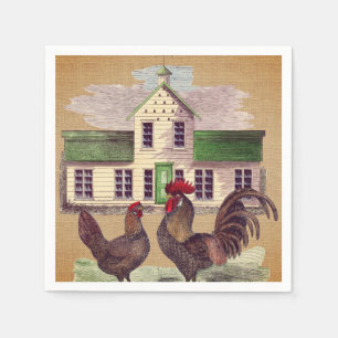Volkskunst-Hof-Huhn-rustikaler Entwurf Serviette