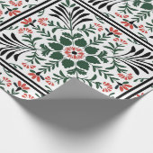 Volkskunst in Grün und Rot Geschenkpapier (Ecke)