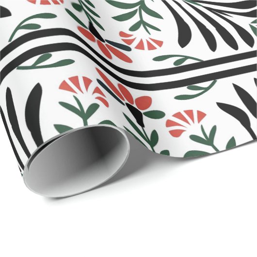 Volkskunst in Grün und Rot Geschenkpapier (Rolleneckpunkt)